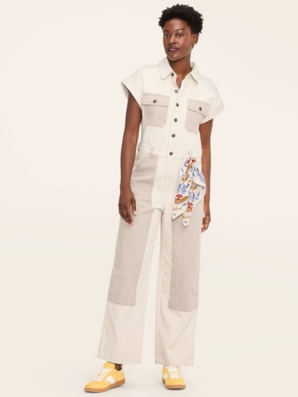 Woolrich x Target, Two-Tone Cream & Beige Utility Jumpsuit